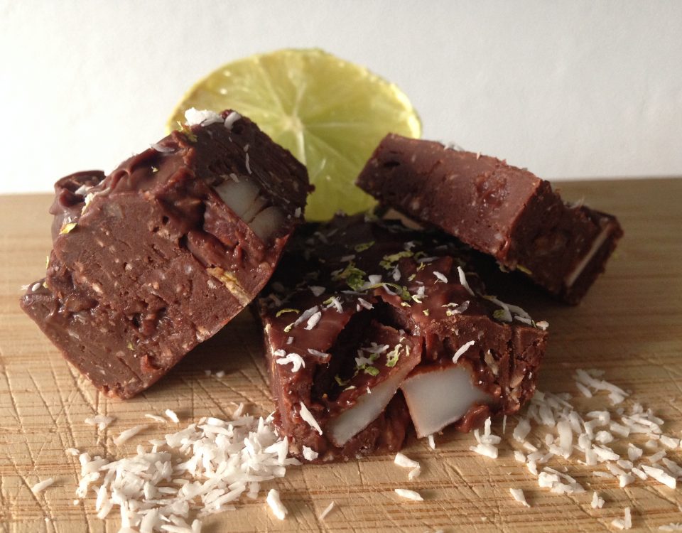 Pure chocolade kokos limoen fudge - Chocoladezusjes
